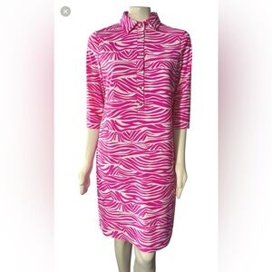 Jude Connally Susanna Pink and White Zebra 3/4 Sleeve Dress